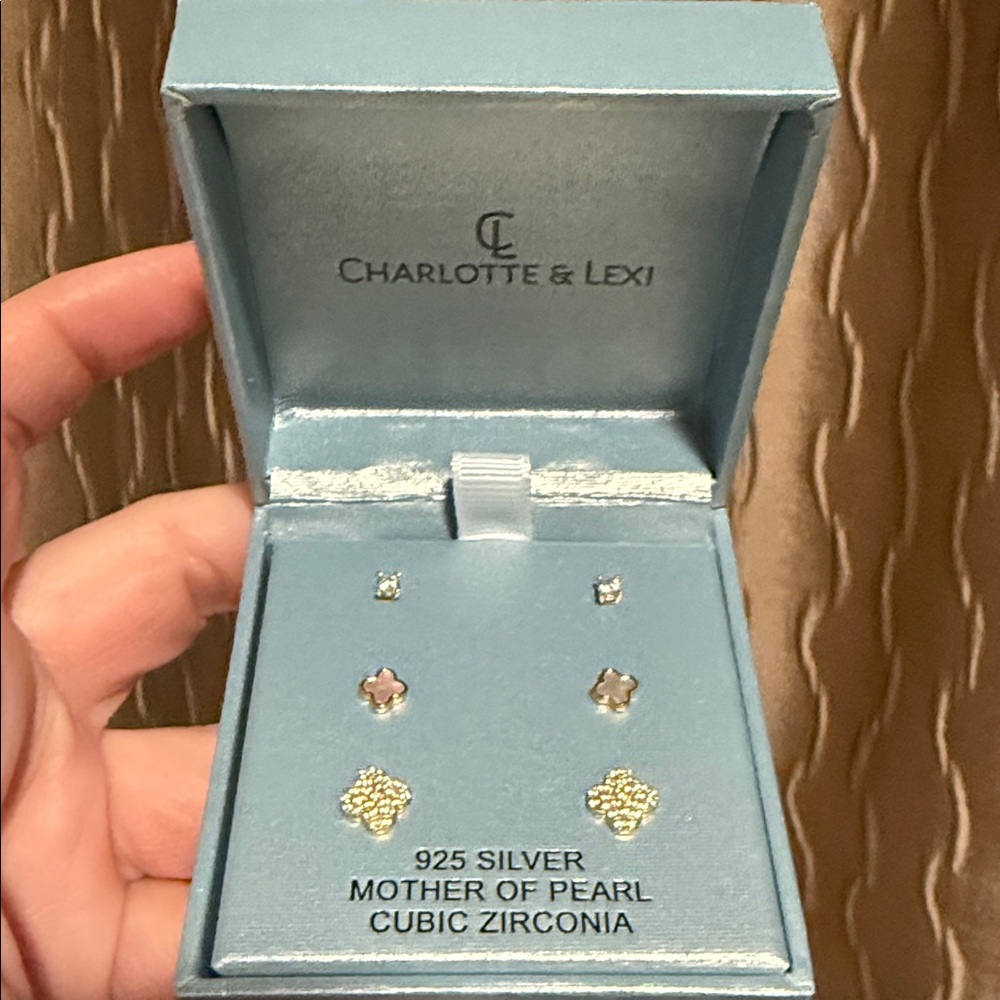 Charlotte & Lexi Mother of Pearl and 925 Silver Earrings Set - Picture 3 of 4